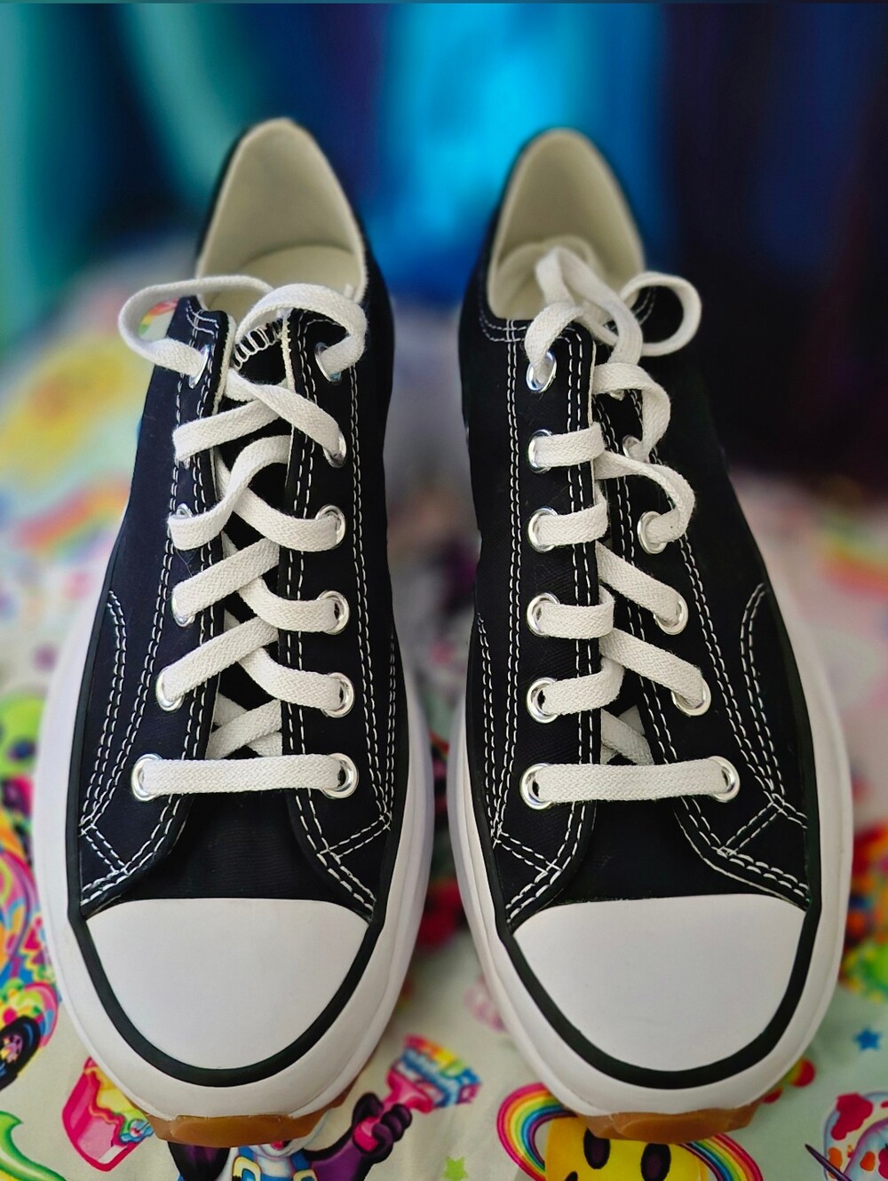 Converse Run Star Hike Black Platform Canvas Low Top Sneakers - Picture 2 of 10